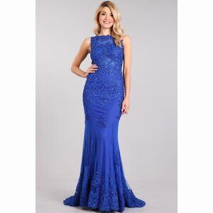 NEW! 1655 Royal Blue Lace Dress